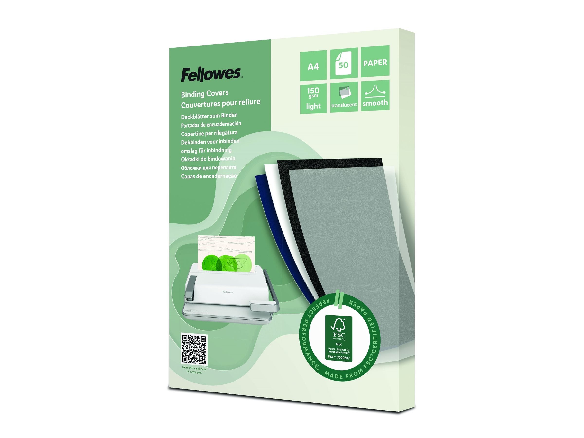 FELLOWES Couvertures de reliure FSC Léger / A4 / 50 unités / Translucide PAQUET DE 50 feuilles