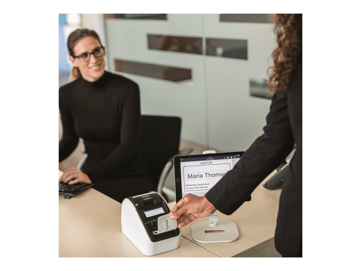 BROTHER QL-820NWBCVM Label Printer 176mm/sec Visitor Badge/event Pass Wi-Fi Ethernet Bluetooth Airprint LCD-display