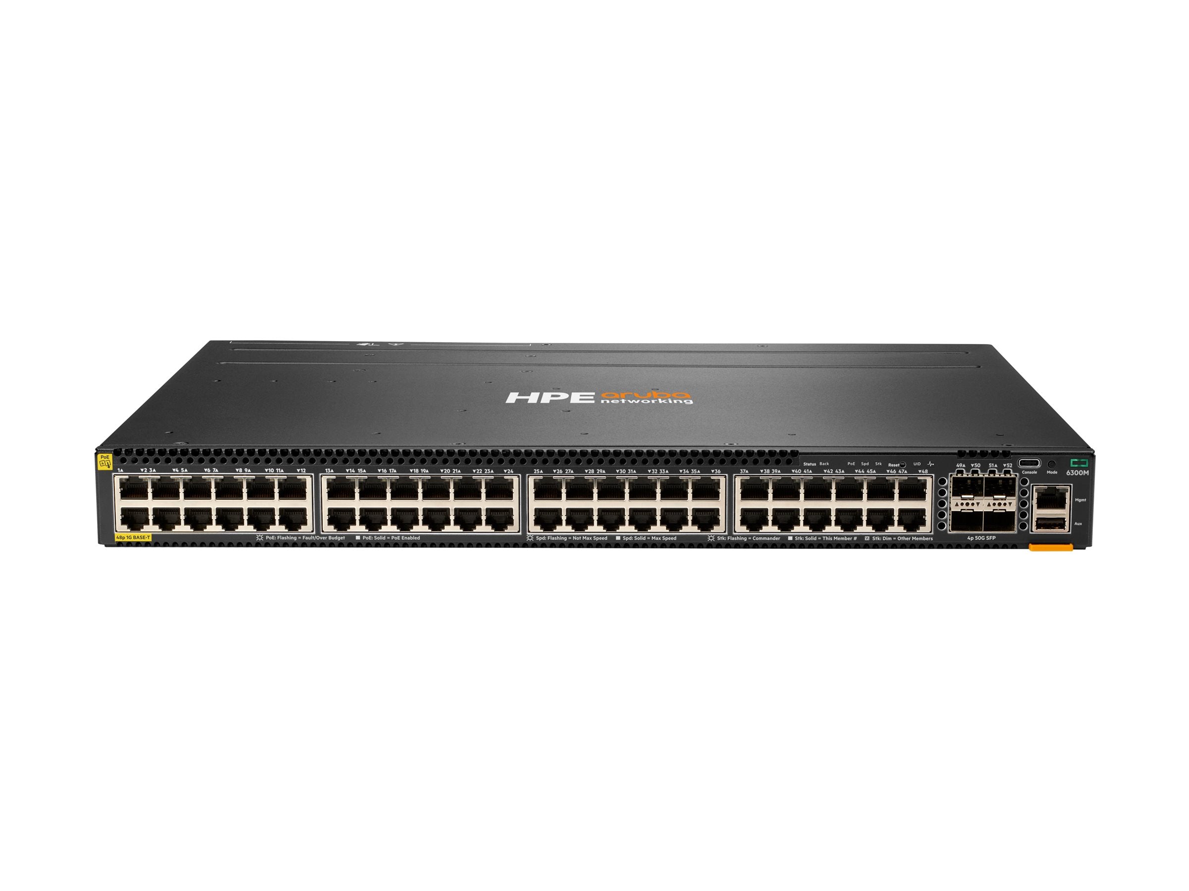 HPE Aruba 6300M Switch 48-port 1GbE Class 4 PoE and 4-port SFP56
