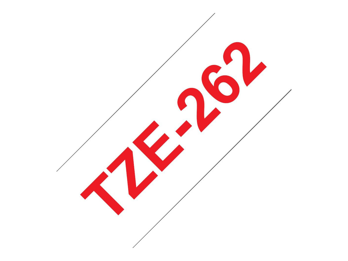 BROTHER P-TOUCH TZE-262 rouge sur blanc 36mm