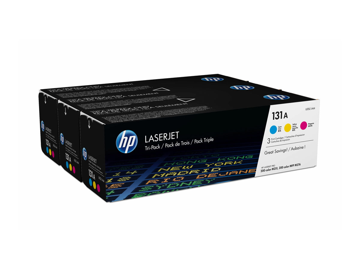 HP 131A original Toner cartridge U0SL1AM cyan magenta yellow standard capacity 3 x 1.800 pages 3-pack