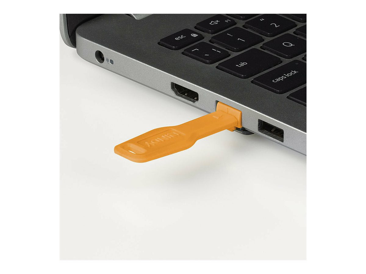 LINDY RJ45 Port Locks 10pcs with Key Orange