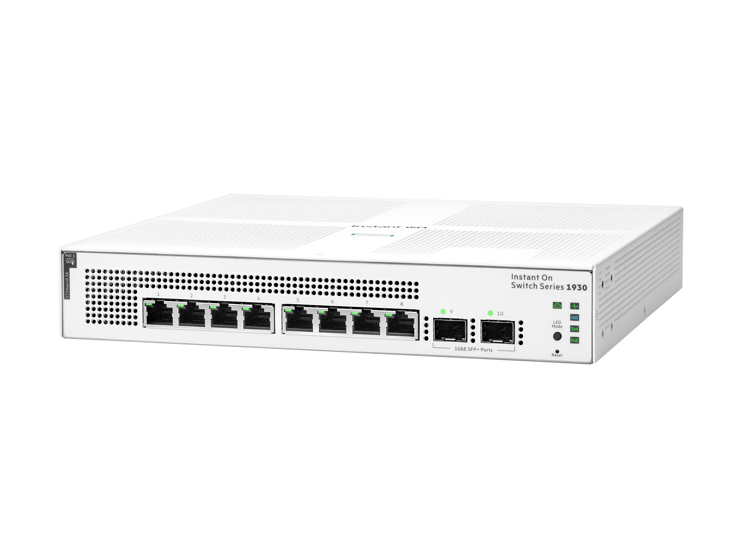 HPE Networking Instant On 1930 8G Class4 PoE 2SFP 124W Switch Commutateur C3 Géré 8 x 10/100/1000 PoE + 2 x Gigabit SFP