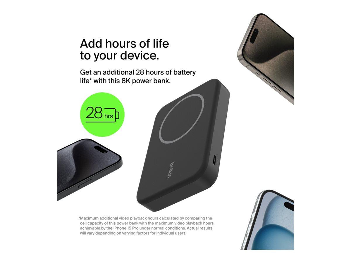 BELKIN 8k Qi2 MagSafe Compatible Powerbank with kickstand