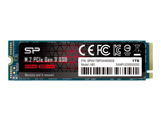 SILICON POWER SSD P34A80 1To M.2 PCIe Gen3 x4 NVMe 3400/3000 Mo/s