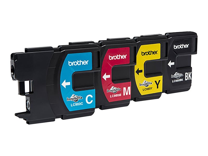 BROTHER LC-980 cartouche d encre noir et tricolore capacité standard noir: 300 pages, couleur: 260 pages 4-pack blister sans alarme