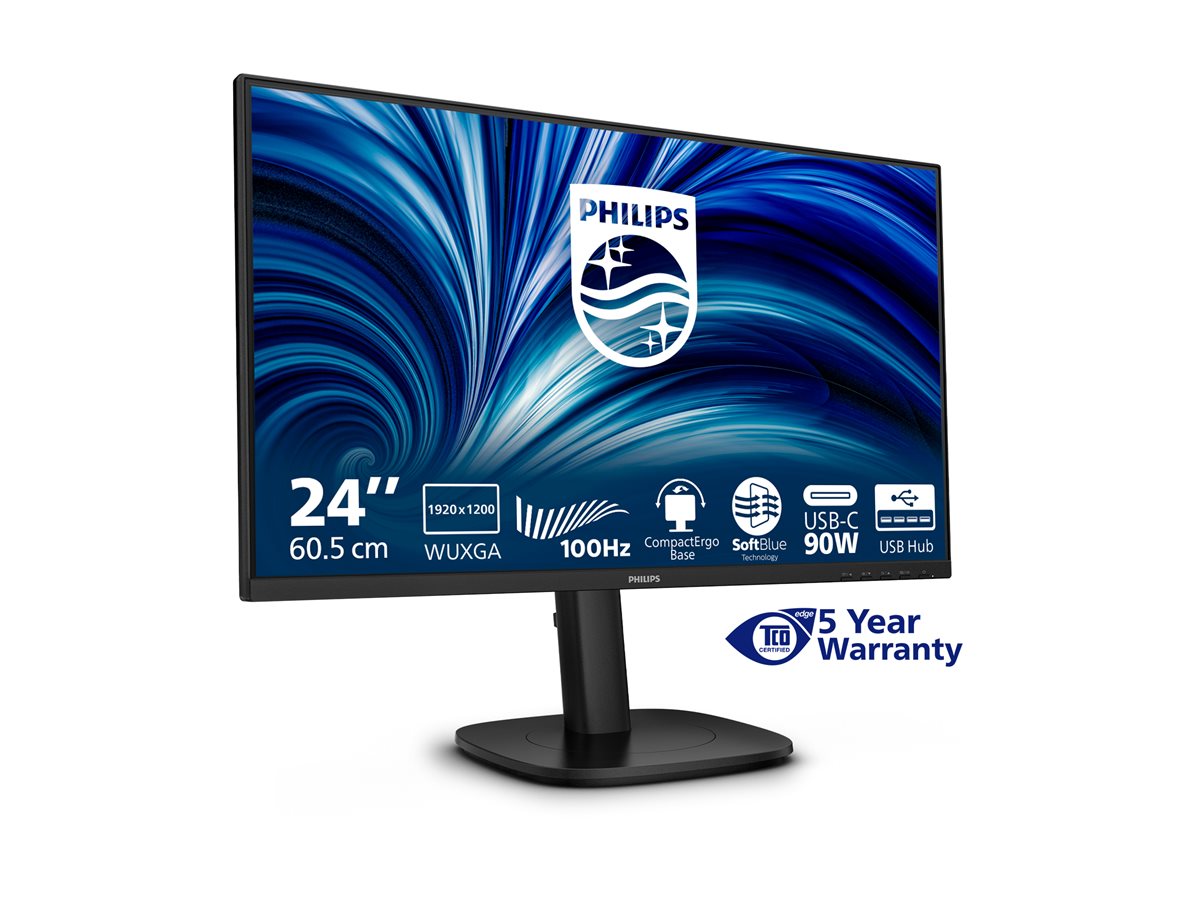 PHILIPS 24p 1920x1200 100Hz IPS Flat H/A 150 MM USB C DOCKING DISPLAY Daisy chain DICOM TUV EyeSafe certified USB HUB SPEAKERS