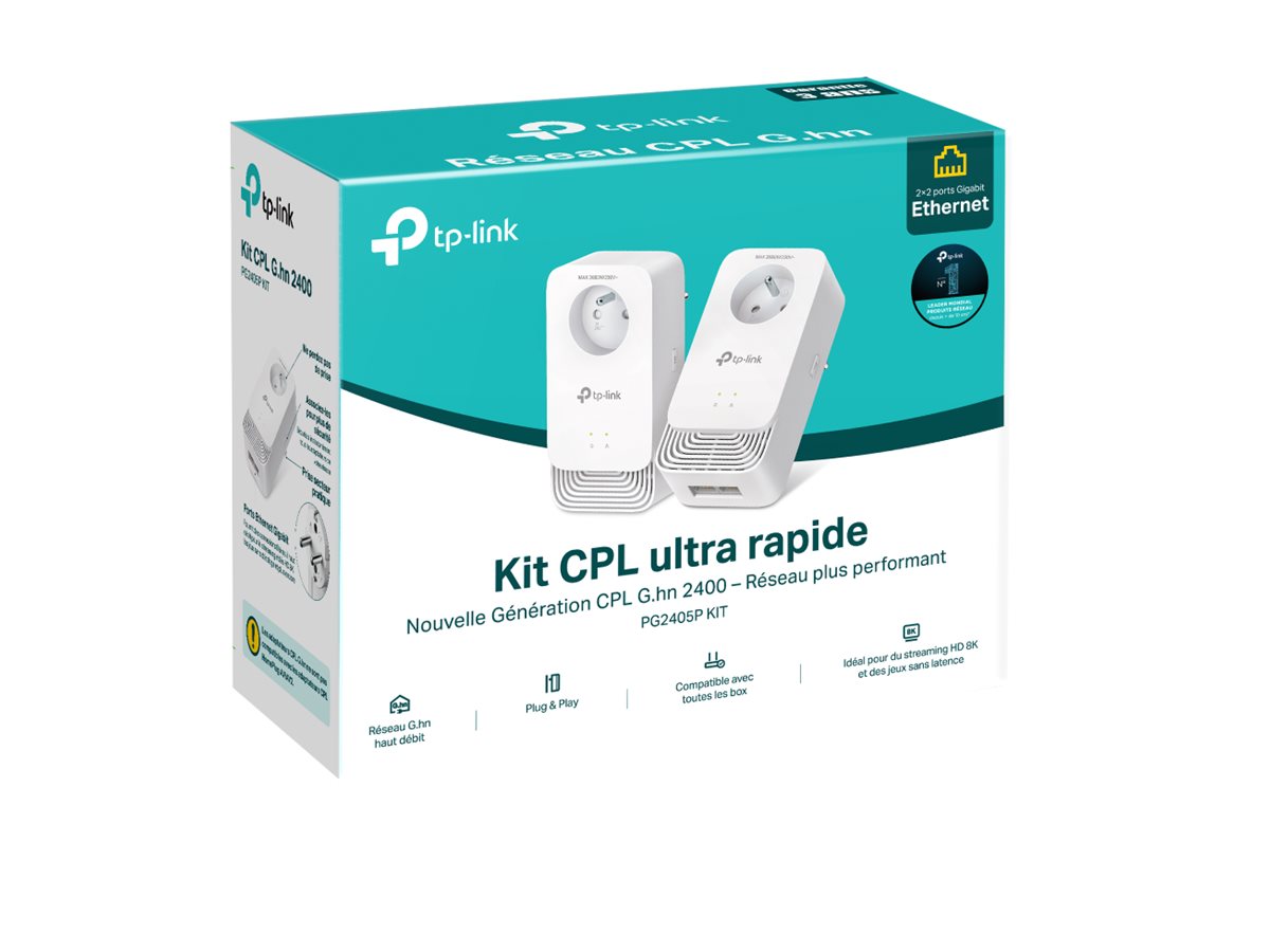 TP-LINK PG24005P Kit CPL G.hn 2400Mbps avec prise Gigogne- Pack de  2
