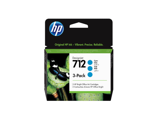 HP 712 3-Pack 29-ml Cyan DesignJet Ink Cartridge