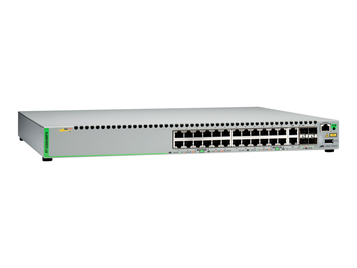 ALLIED Gigabit Ethernet Managed switch with 24x 10/100/1000T POE ports 2x SFP/Copper combo ports 2x SFP/SFP+ uplink slots