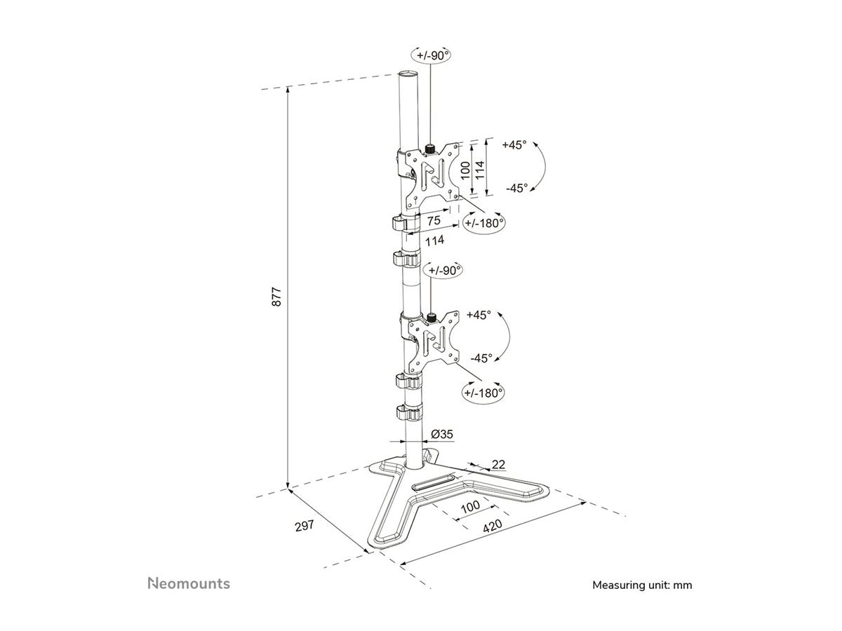 Neomounts DS45-600BL2V Dual monitor stan