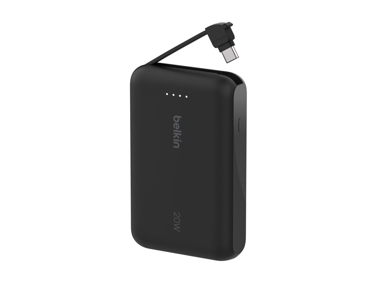 BELKIN 10k PD20w Integrated USB-C Cable Power Bank Black