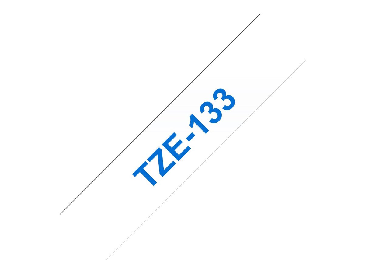 BROTHER Ruban TZe133 12mm Bleu sur fond Transparent Laminé 8M