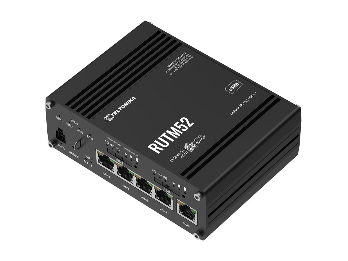 TELTONIKA NETWORKS RUTM52 DUAL SIM and eSIM 5G router