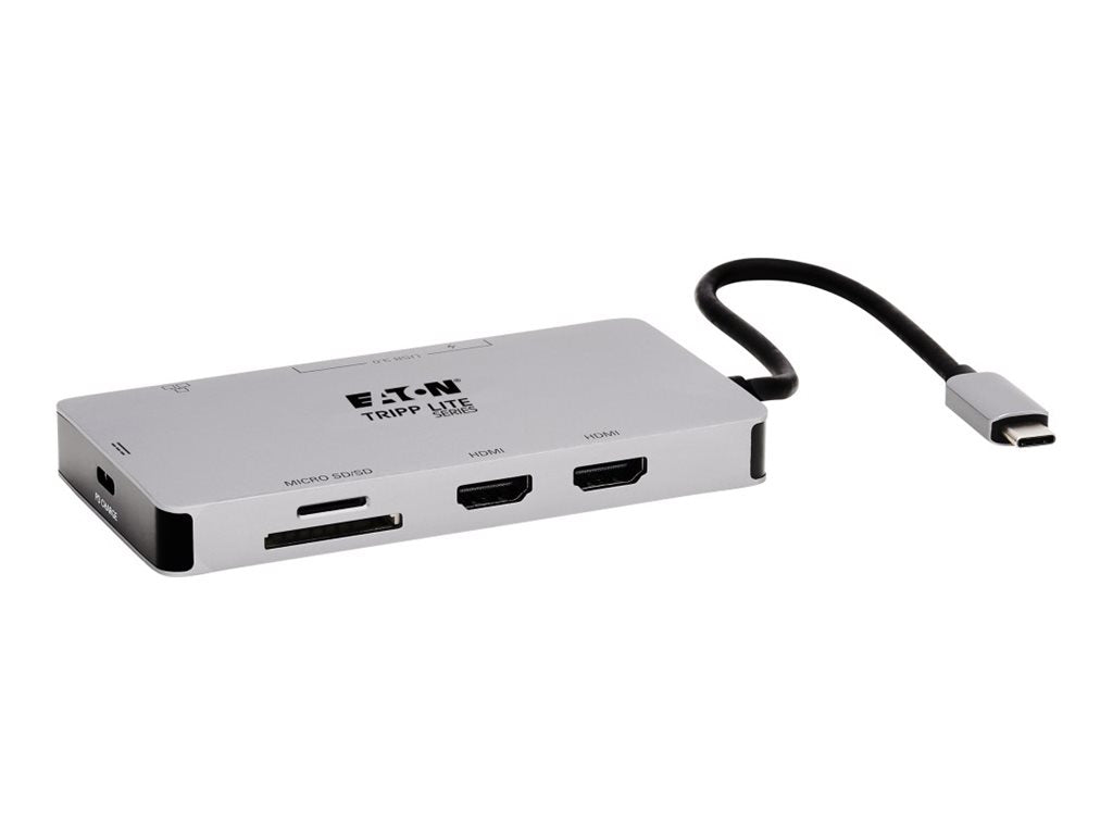 EATON TRIPPLITE USB-C Dock Dual Display 4K 60 Hz HDMI USB 3.2 Gen 1 USB-A Hub GbE Memory Card 100W PD Charging USB-C 2 x HDMI 1GbE