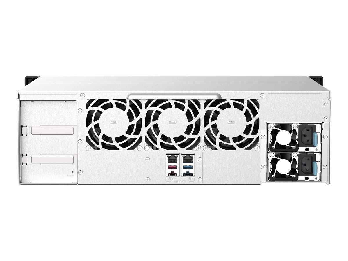 QNAP 16-bay Rackmount NAS AMD Ryzen V1000 series V1500B 4C/8T 2.2GHz 16Go DDR4 RAM 2x2.5GbE LAN optional 10GbE & M.2 NVMe/SATA
