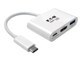 EATON TRIPPLITE USB-C to HDMI Adapter with USB-A Port and PD Charging HDCP White