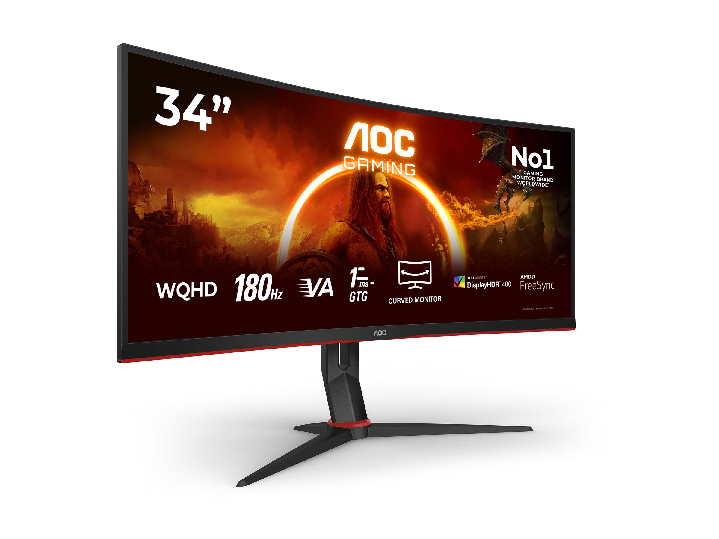 AOC CU34G2XP/BK 34p 3440x1440 VA 180hz High adjustable Stand HDR400 Freesync Premium USB HUB 4x3.0 2xDP 2xHDMI