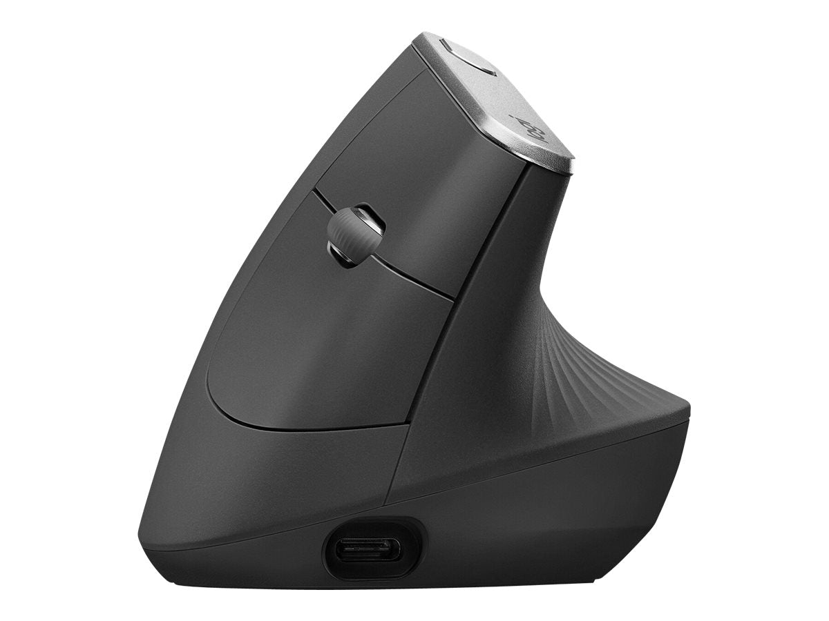 LOGITECH MX Vertical Vertical mouse ergonomic optical 6 buttons wireless wired Bluetooth 2.4 GHz USB wireless receiver graphite