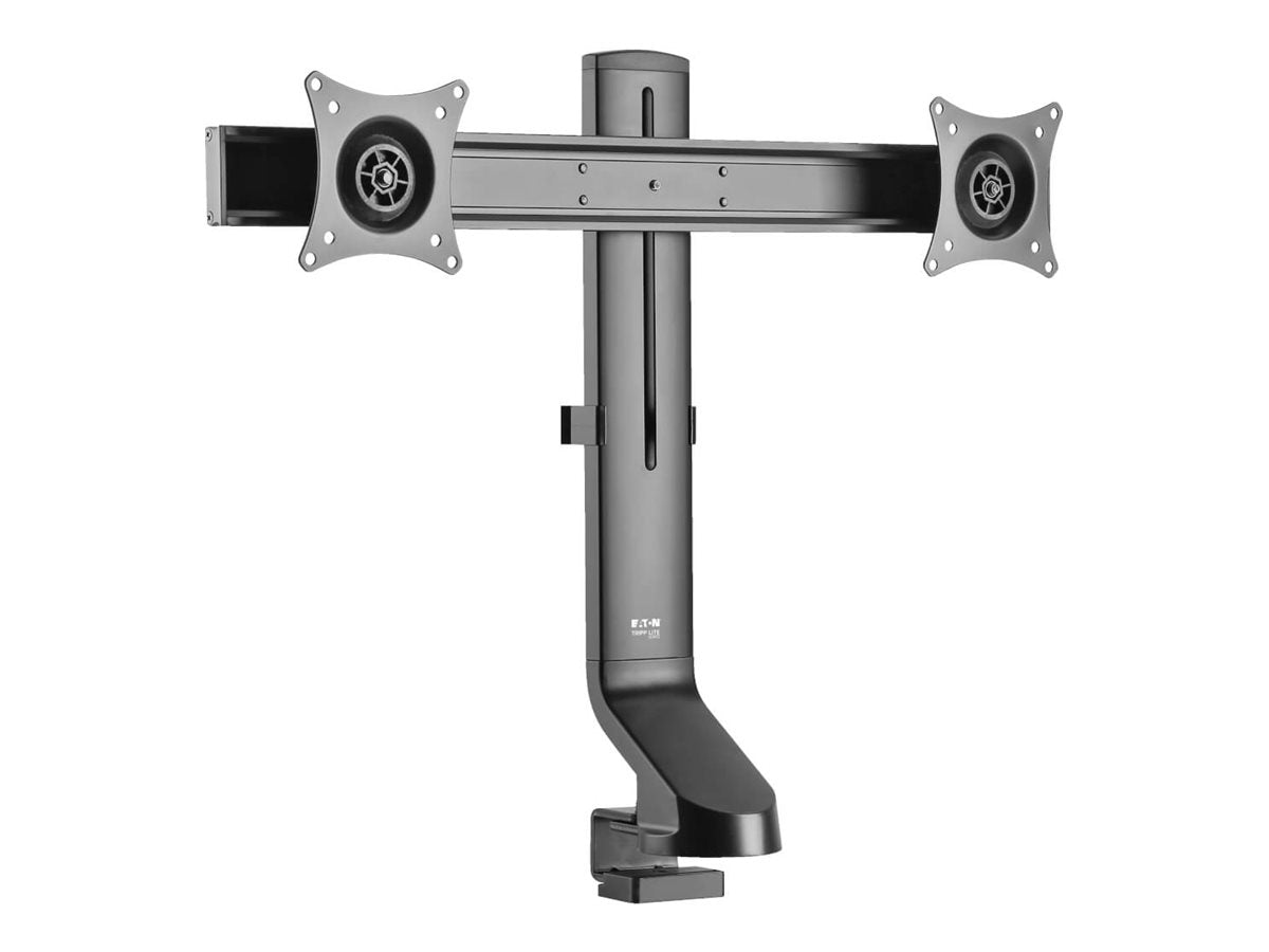 EATON TRIPPLITE Dual-Display Monitor Arm with Desk Clamp and Grommet - Height Adjustable 17p to 27p Monitors