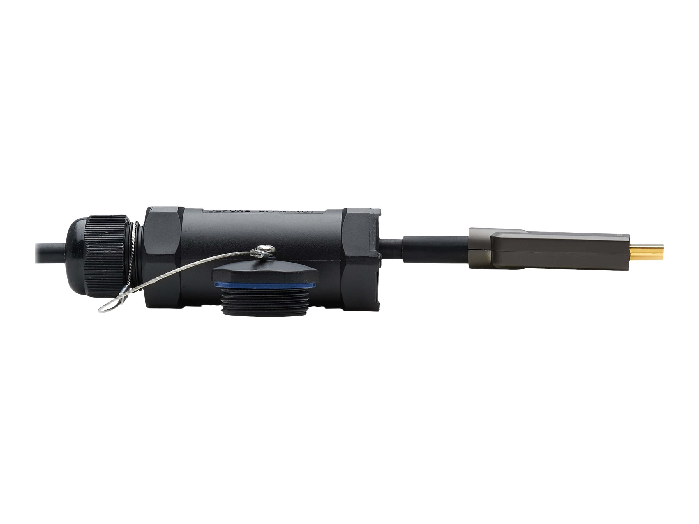 EATON High-Speed Armored HDMI Fiber Active Optical Cable AOC with Hooded Connectors 4K 60Hz HDR IP68 M/M Black 30m