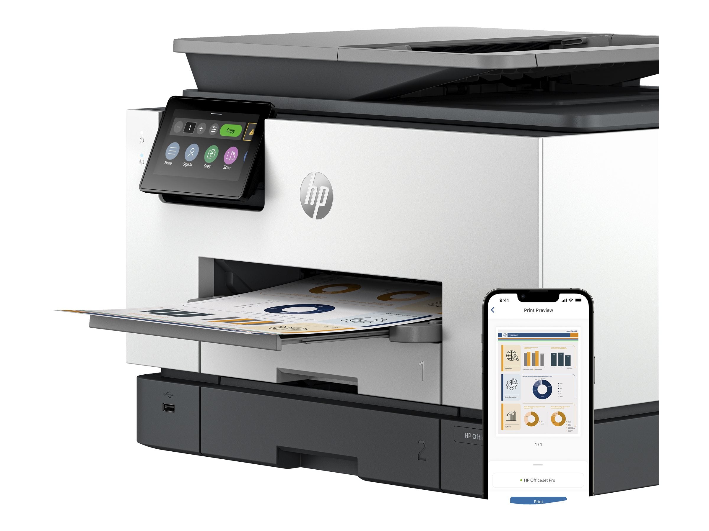 HP Officejet Pro 9130b All-in-One MFP colour ink-jet A4 23ppmcopy 25ppmprint 250 sheets USB2.0 LAN Wi-Fi imprimante multifonction