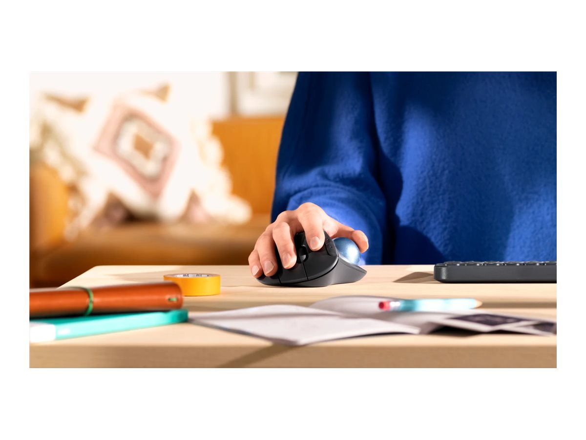 LOGITECH ERGO M575 for Business Trackball right-handed optical 5 buttons wireless Bluetooth Bolt USB receiver graphite