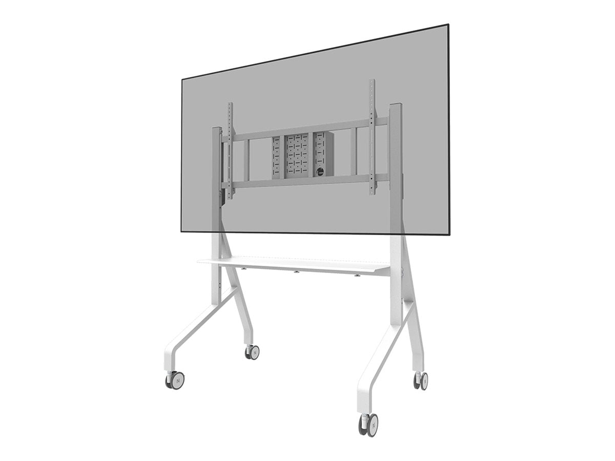 NEOMOUNTS FL50-575WH1 Support au sol mobile pour écran 65-110p - étagère multimédia incluse - installation rapide - TÌV