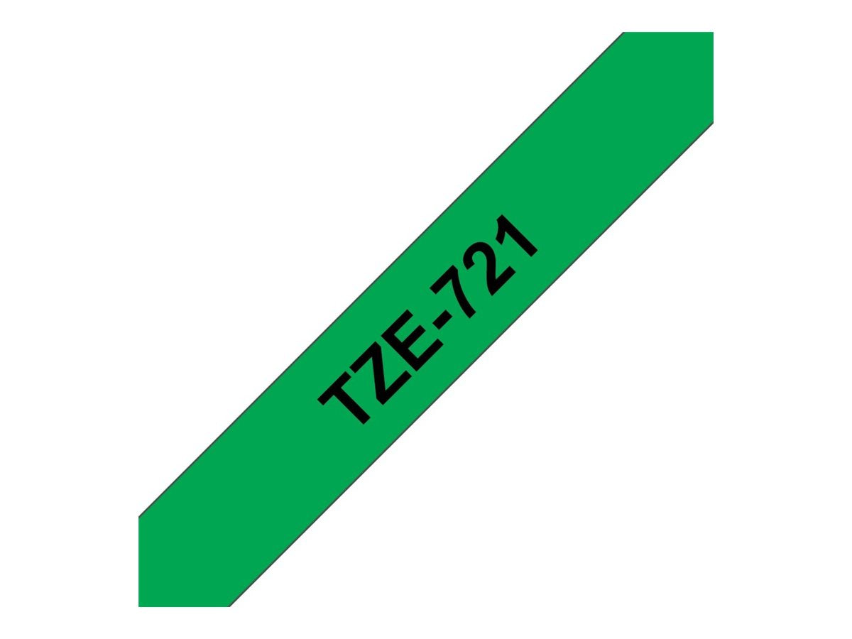 BROTHER P-TOUCH TZE-721 noir sur vert 9mm