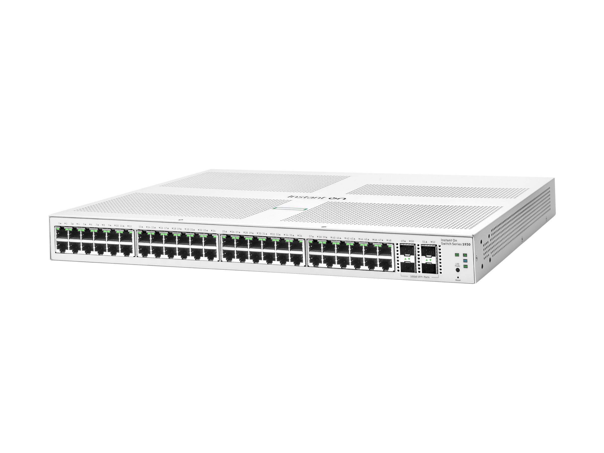 HPE Networking Instant On 1930 48G 4SFP/SFP+ Switch Commutateur C2+ Géré 48 x 10/100/1000 + 4 x 1 Gigabit / 10 Gigabit SFP+