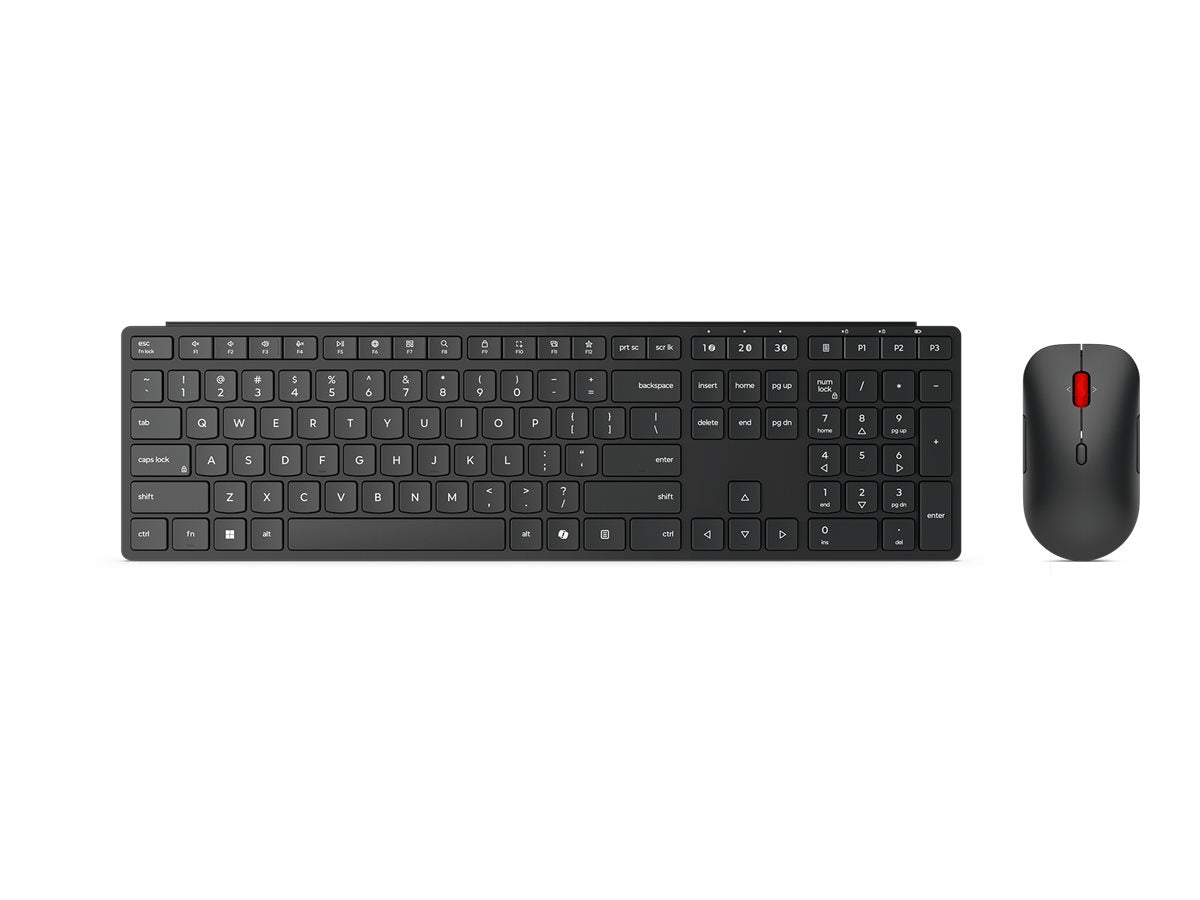 LENOVO Pro Combo 6000 Keyboard and mouse set wireless 2.4 GHz Bluetooth 5.3 AZERTY French eclipse black brown box (FR)