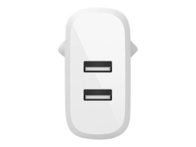BELKIN BOOST CHARGE 24w USB-A Dual Wall Charger w/ 1m A-C White