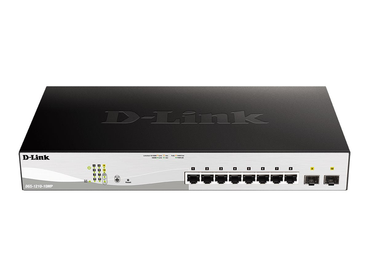 D-LINK 10-Port Layer2 PoE+ Smart Managed Gigabit Switch 8 x 10/100/1000Mbps TP RJ-45 PoE Port Port 1-8 802.3at Power-over-Eth