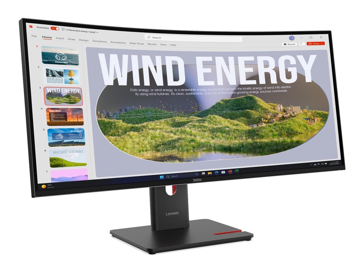 LENOVO ThinkVision T34WD-40 LED Écran curved 34p 3440x1440 UWQHD 120Hz VA 300cd/m2 3000:1 HDR10 4ms HDMI DisplayPort USB-C 3y