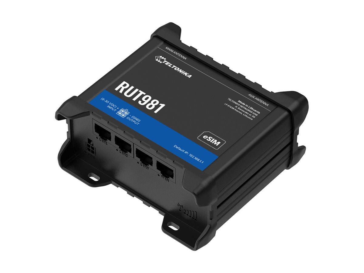 TELTONIKA NETWORKS RUT981 DUAL SIM eSIM 4G/LTE/3G/2G ETH WiFi Router GLOBAL Telit Modem