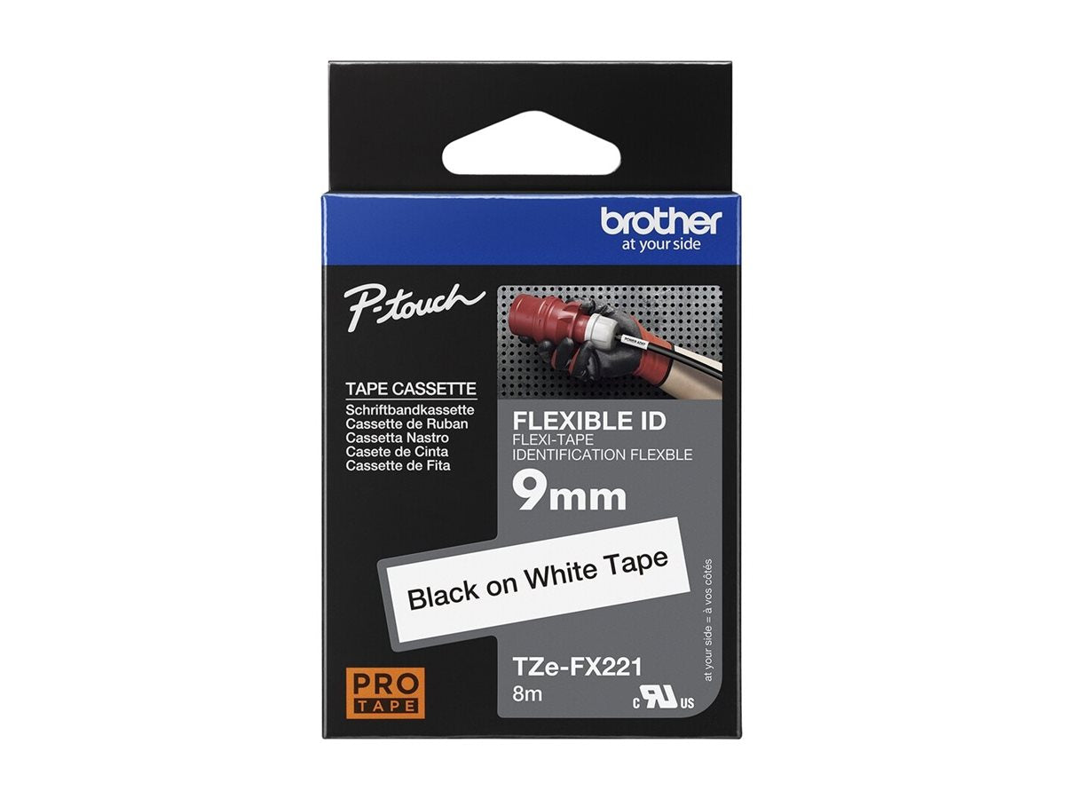 BROTHER P-TOUCH TZE-FX221 noir sur blanc 9mm