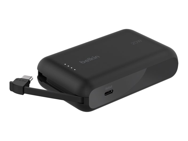 BELKIN 10k PD20w Integrated USB-C Cable Power Bank Black