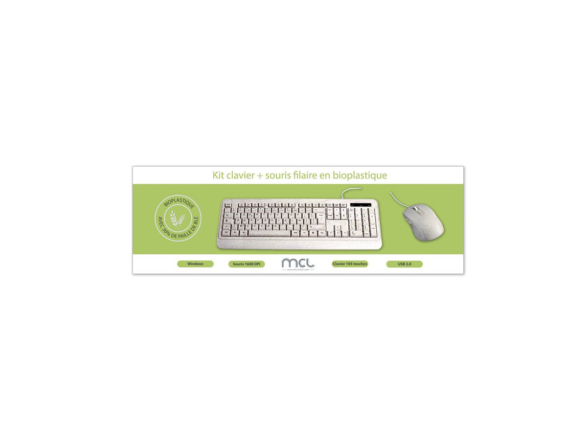 MCL MP3A99AACK2012BIB - Kit clavier + souris filaire en bioplastique French AZERTY