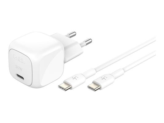 BELKIN 30W USB PD Wall Charger with PPS WHT w/1m C-C