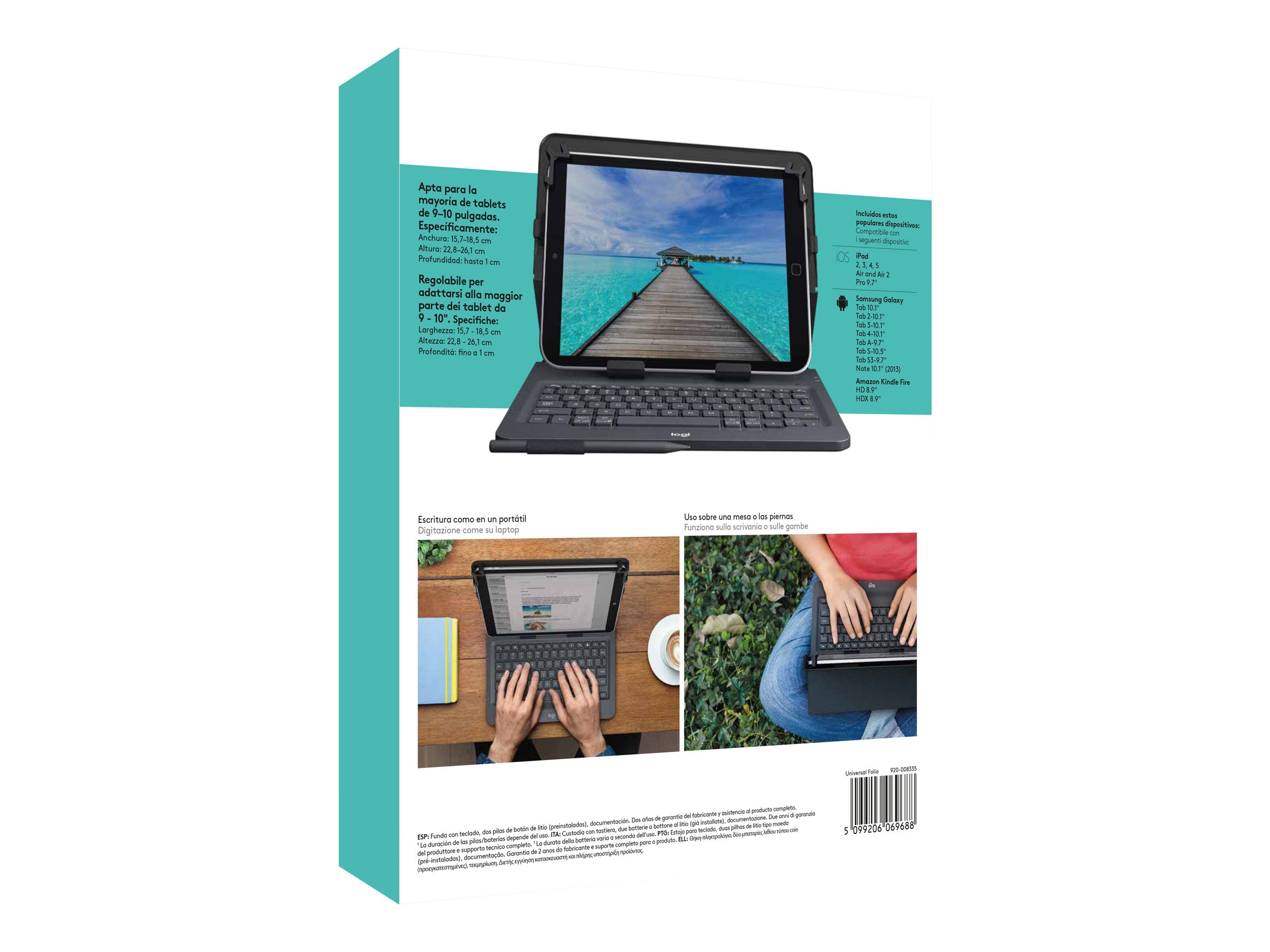 LOGITECH Universal Folio with integrated keyboard for 23 - 25,5cm / 9-10 inch tablets (UK) INTNL