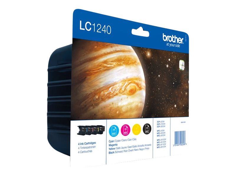 BROTHER LC-1240 cartouche dencre noir et tricolore haute capacité 600 pages 1-pack blister sans alarme