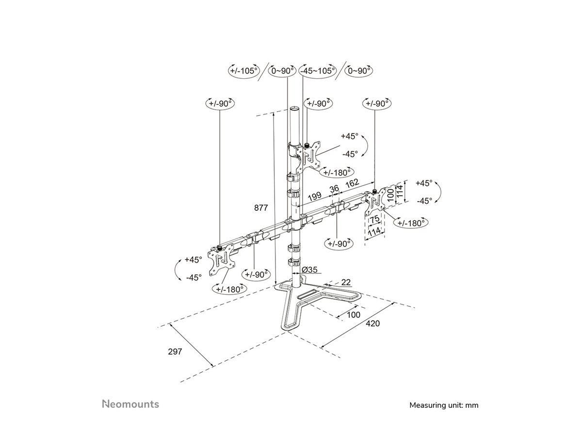 Neomounts DS45-600BL2-1 Triple monitor s