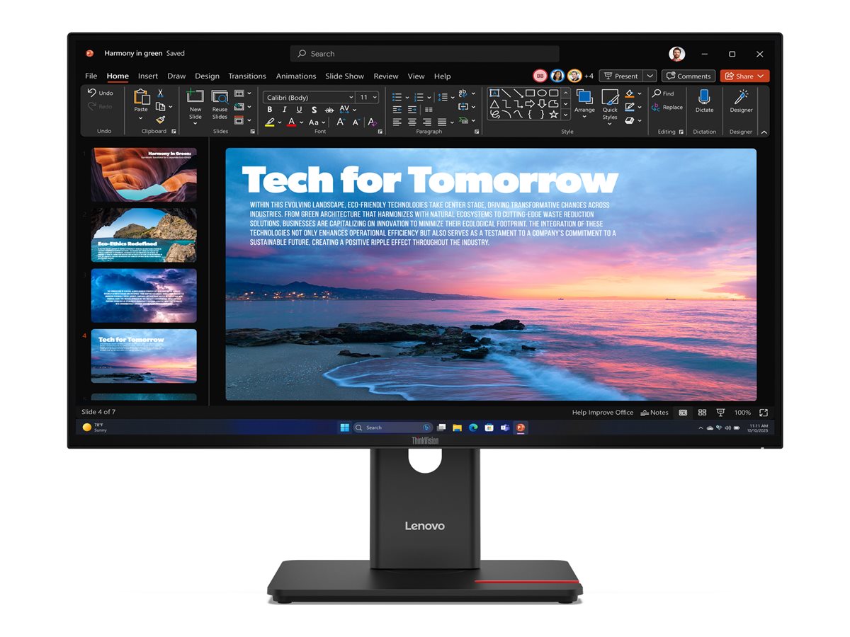 LENOVO ThinkVision T27qd-40 LED Écran 27p 2560x1440 QHD 120Hz IPS 350cd/m2 HDR10 4ms HDMI DisplayPort DaisyChain USB-C Dock 96W