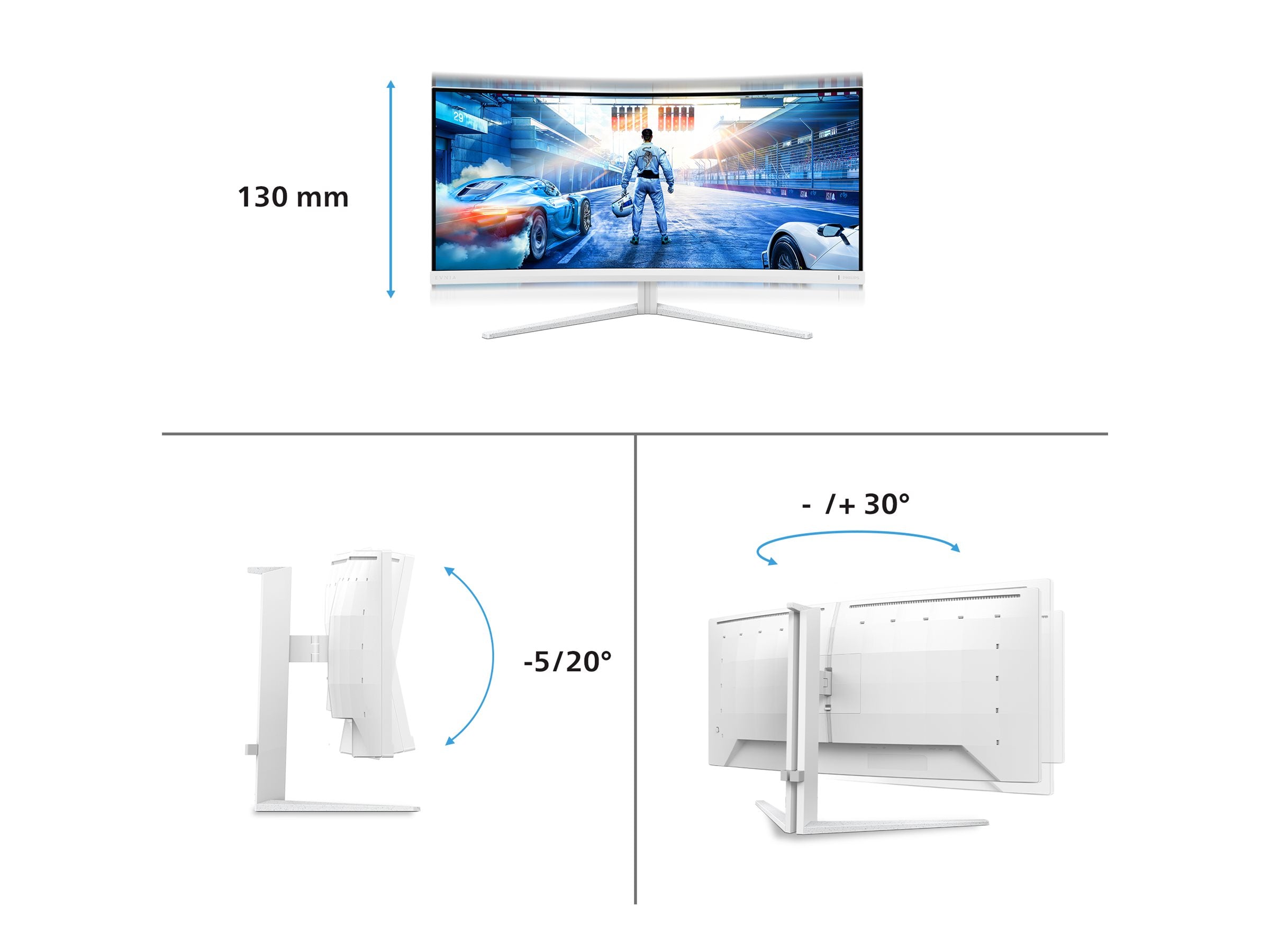 PHILIPS Evnia 5000 34M2C5501A - Ecran Gaming -  incurvé - 34" - 3440 x 1400 WQHD @ 180 Hz - 0.5 ms - VA - 300cd/m² - HDR400 - 2xHDMI