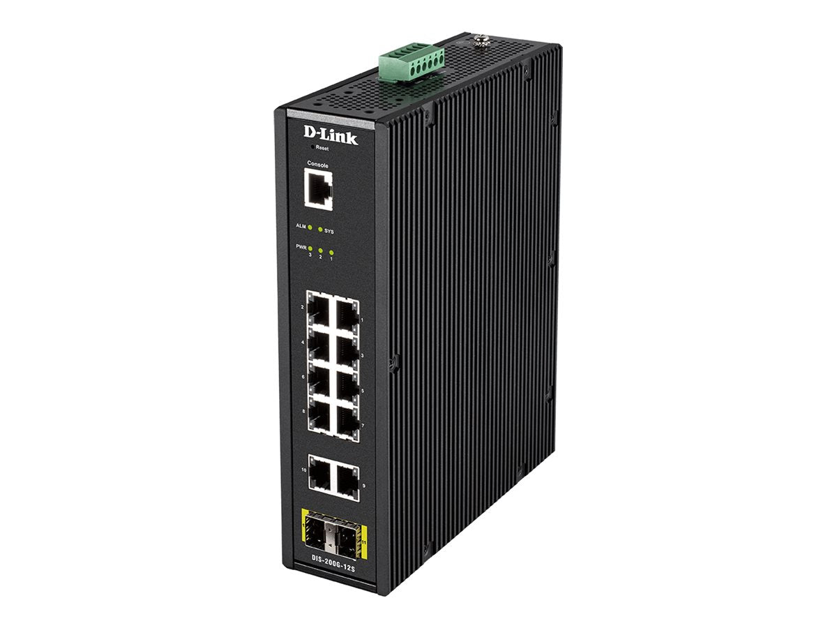 D-LINK 12 Port L2 Industrial Smart Managed Switch with 10 x 1GBaseTX ports and 2 x SFP ports
