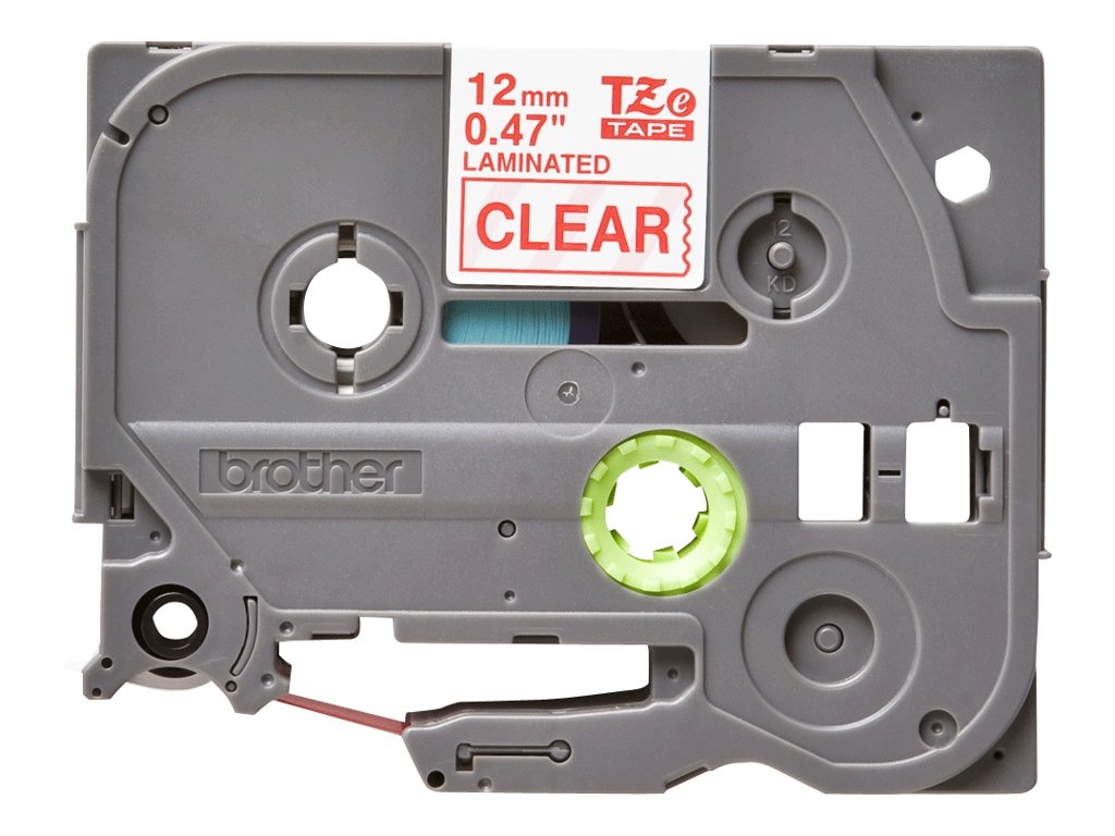 BROTHER P-TOUCH TZE-132 rouge sur clear 12mm