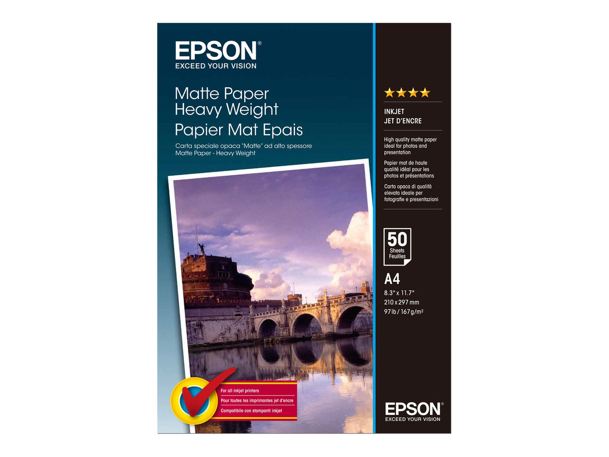 EPSON S041256 Matte heavyweight  papier inkjet 167g/m2 A4 50 feuilles pack de 1 one-sided