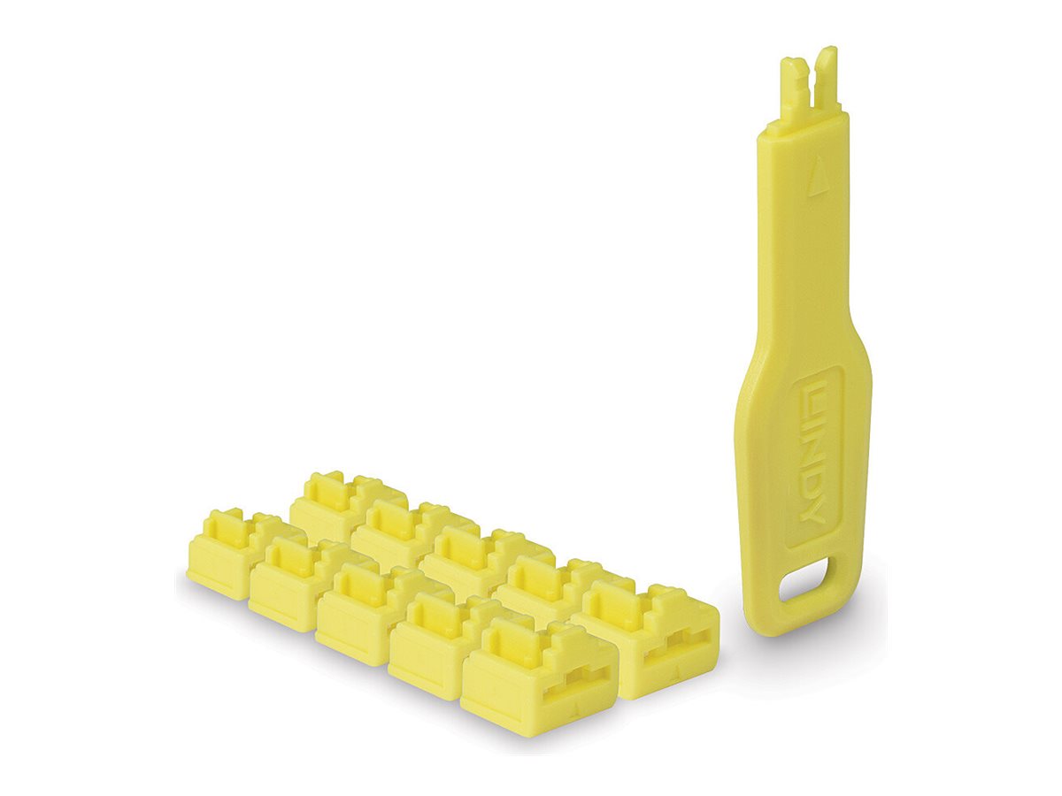 LINDY RJ45 Port Locks YELLOW 10x + 1 Key