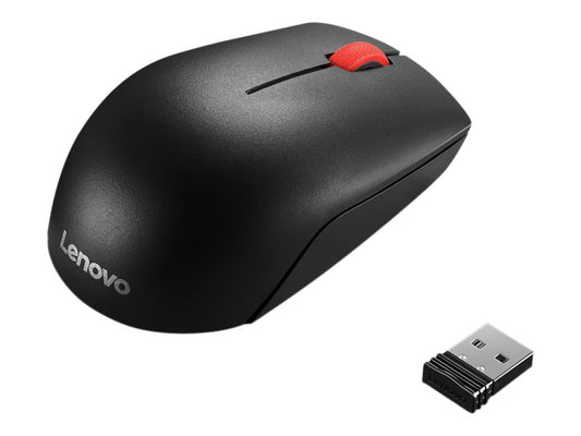 LENOVO Essential Compact - Souris - droitiers et gauchers - 3 boutons - sans fil - 2.4 GHz - récepteur sans fil USB - noir