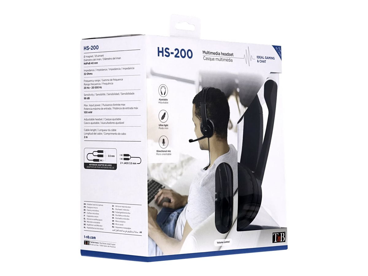 TNB HS-200 - Multimedia headset with micro - Black